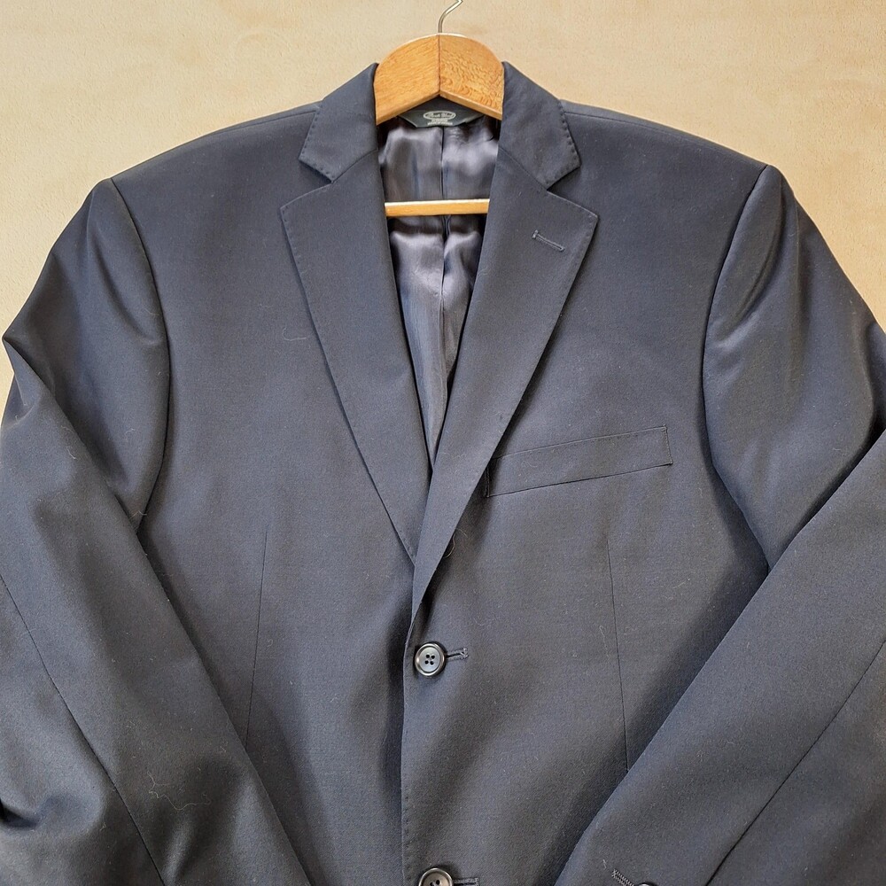 Pronto Uomo Suit Mens 38 Short 32W Blue Wool Double Vent 2 Button 2 Piece Formal
